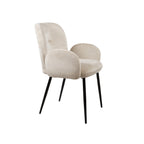 Eetkamerstoel met armleuningen Bobby, Perfect Harmony stof, ivoor, 58,5 x 63 x 84,5 cm, set van 2