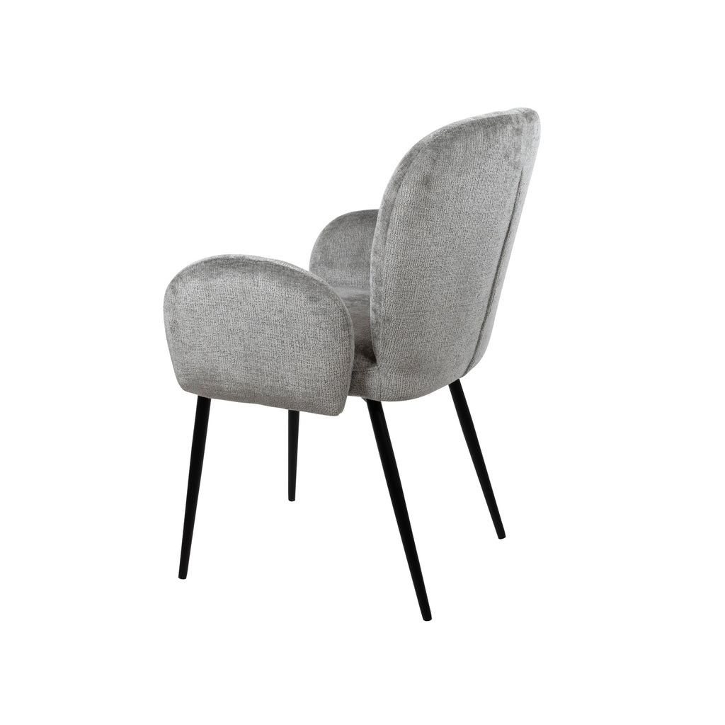 Eetkamerstoel met armleuning Bobby, Perfect Harmony stof, lichtgrijs, 58,5 x 63 x 84,5 cm, set van 2