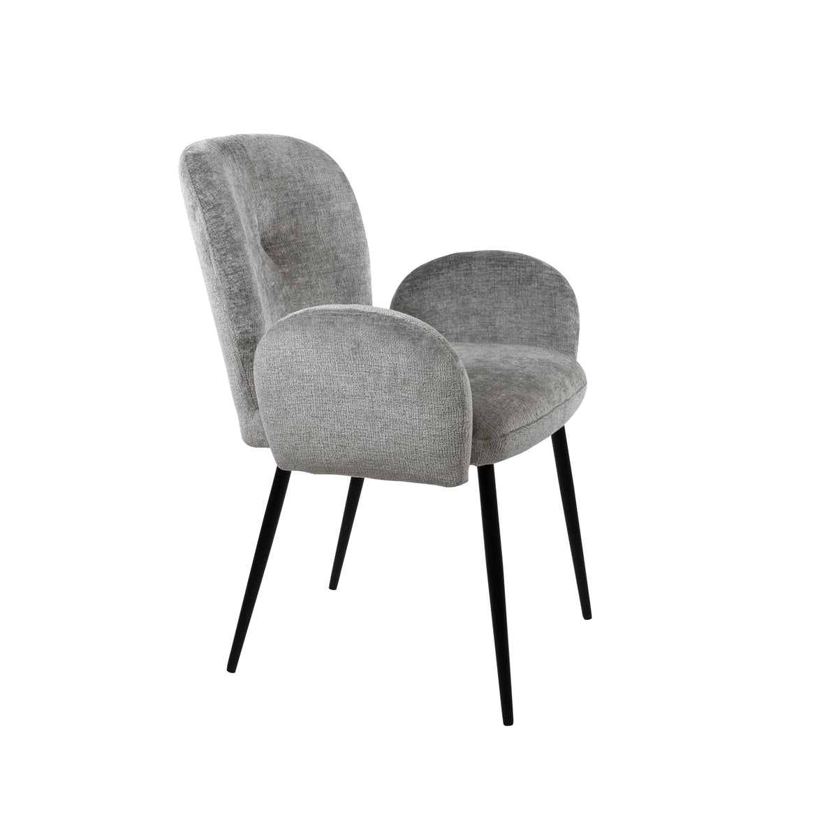 Eetkamerstoel met armleuning Bobby, Perfect Harmony stof, lichtgrijs, 58,5 x 63 x 84,5 cm, set van 2