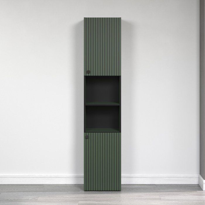 Badkamerkolom Pure Bliss groen met deuren en open vak, L40 x H186 x D31 cm, voor de badkamer