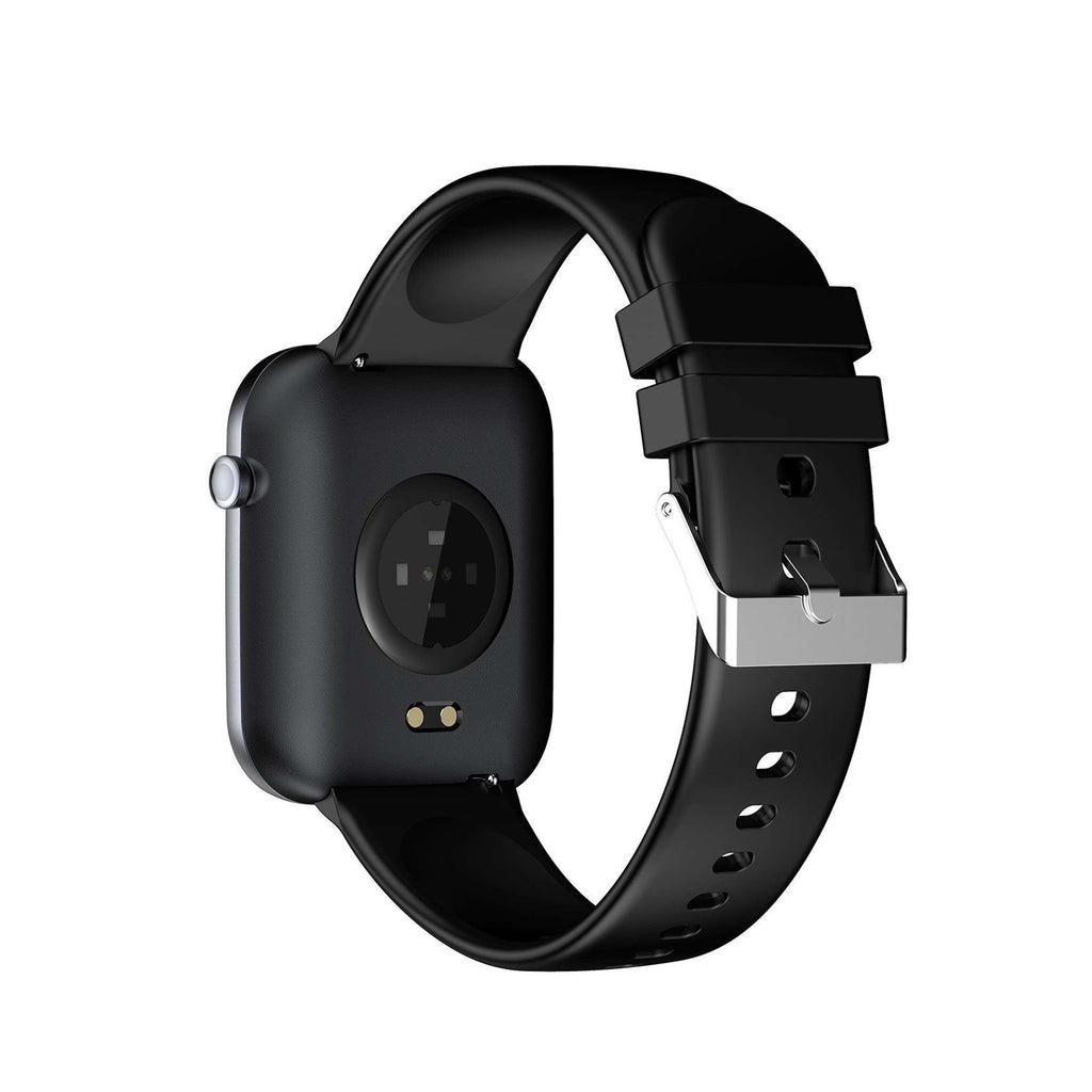 Smartwatch TrainerWatch vierkant zwart, 1,69 inch scherm, met hartslagmeter en stappenteller