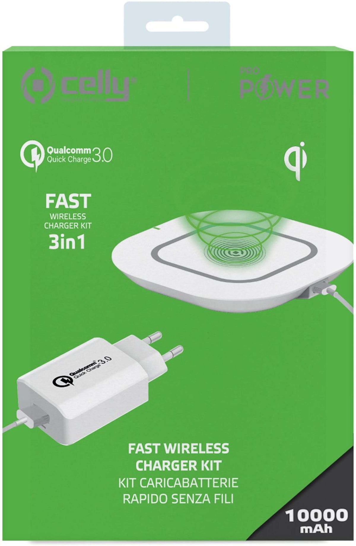 Draadloze oplader 18W set wit, Qi-compatibel met Quick Charge 3.0 adapter en USB-C-kabel