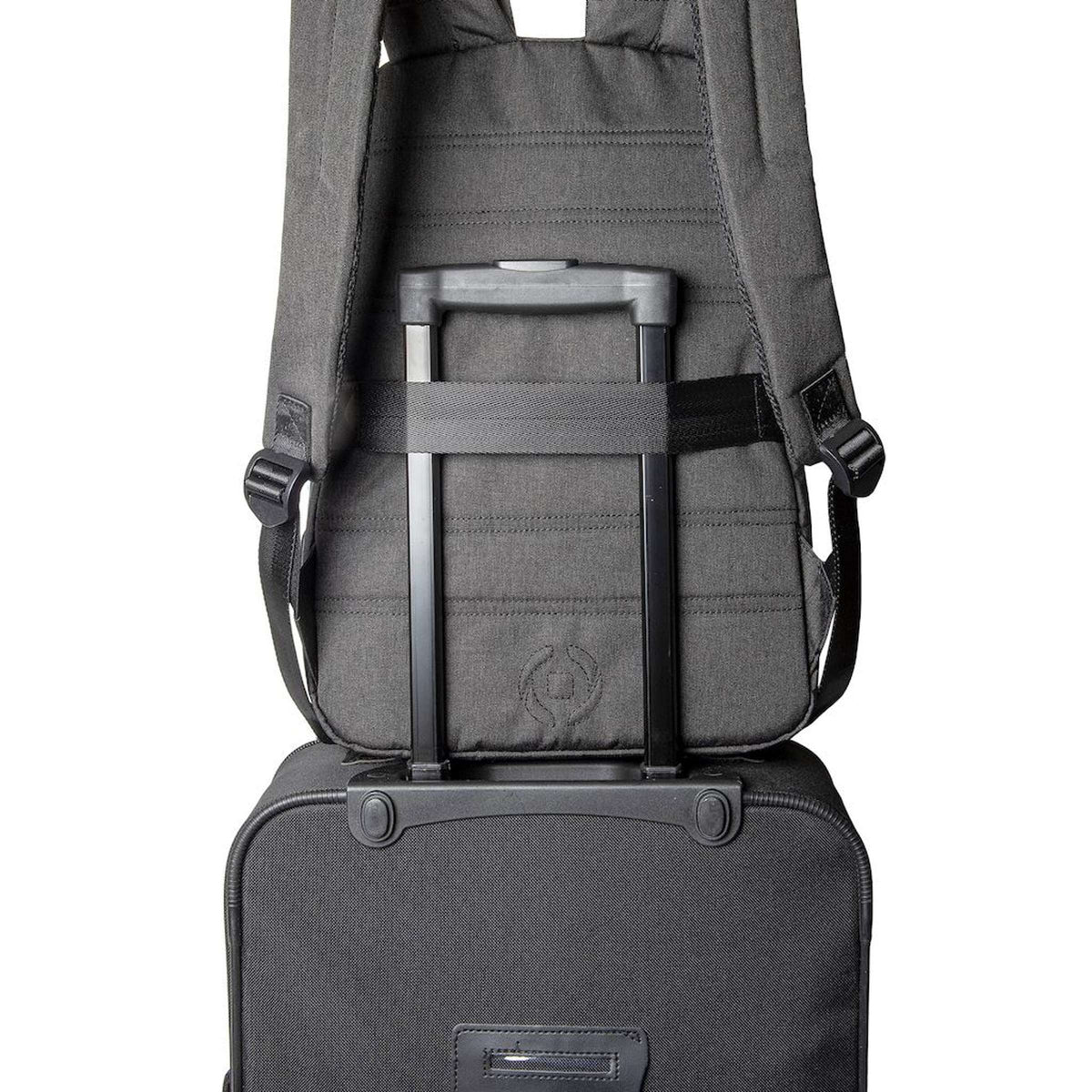 Rugzak polyester zwart urban met gewatteerd laptopvak tot 15-inch, waterafstotend, voor stad en woon-werkverkeer