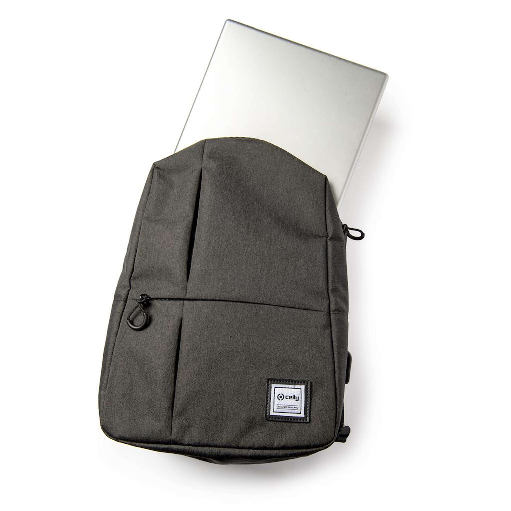 Rugzak polyester zwart urban met gewatteerd laptopvak tot 15-inch, waterafstotend, voor stad en woon-werkverkeer