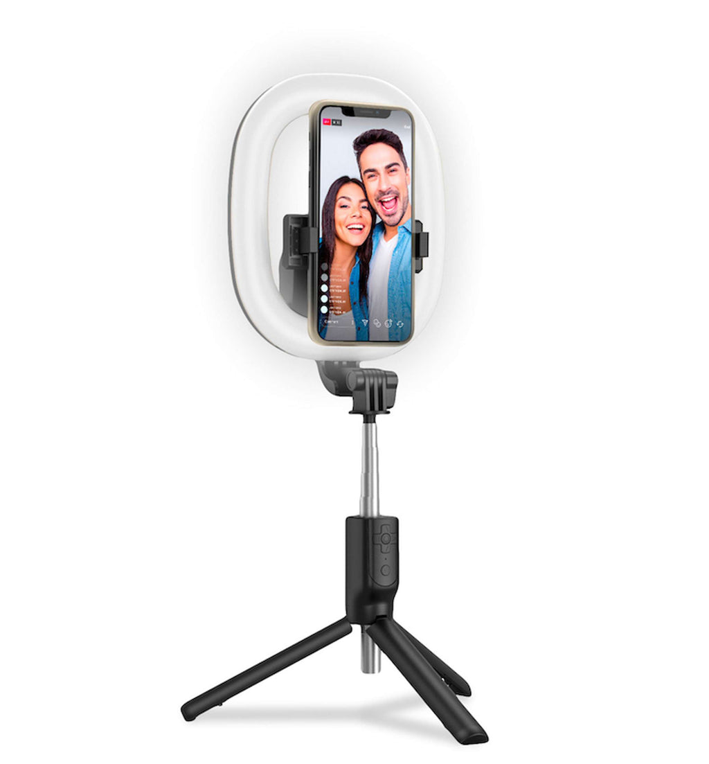 Ringlicht met statief dimbaar led aluminium zwart 90 cm, voor foto, video en livestreams