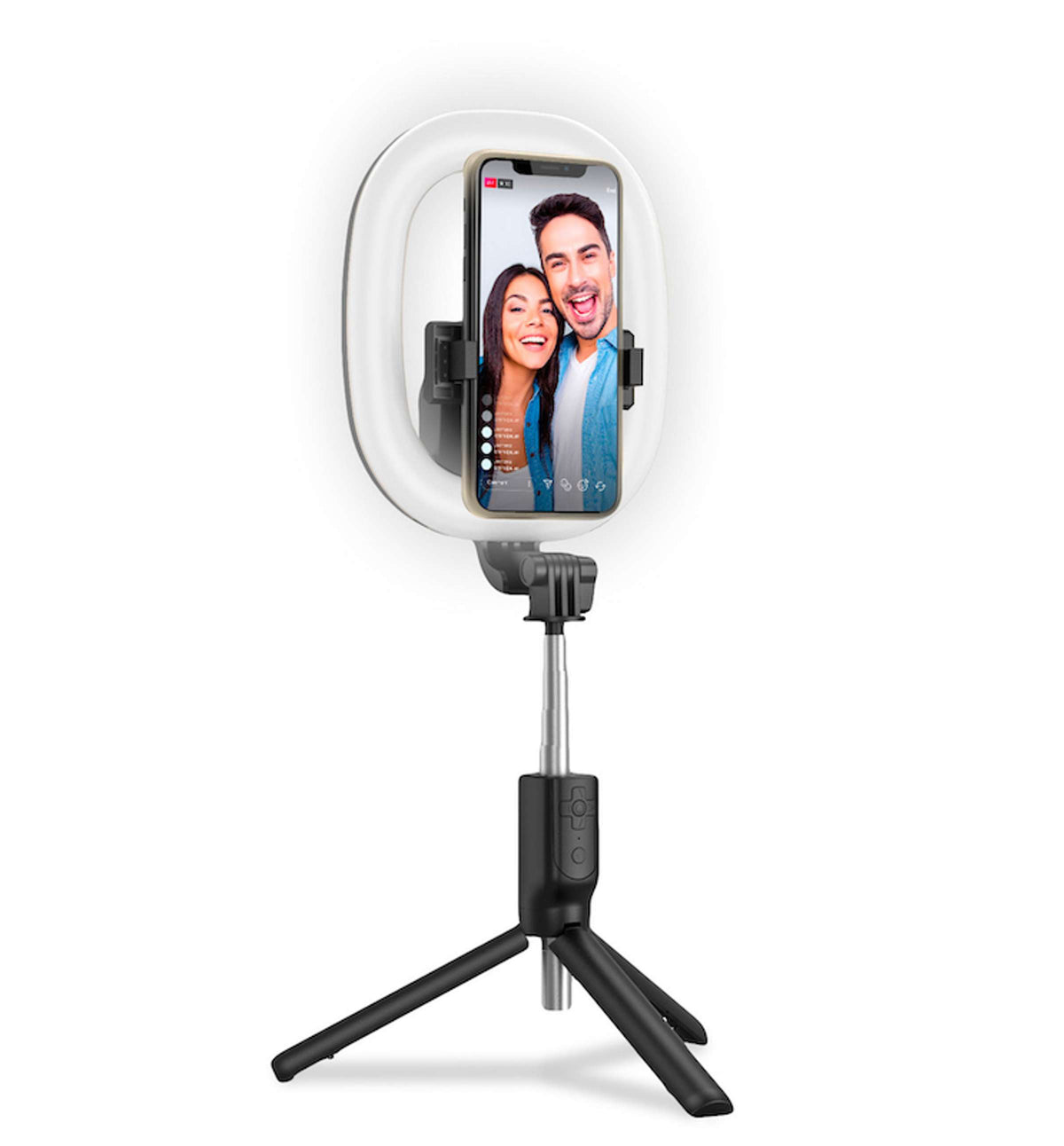 Ringlicht met statief dimbaar led aluminium zwart 90 cm, voor foto, video en livestreams