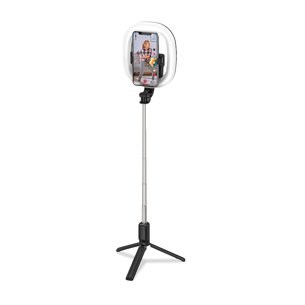Ringlicht met statief dimbaar led aluminium zwart 90 cm, voor foto, video en livestreams