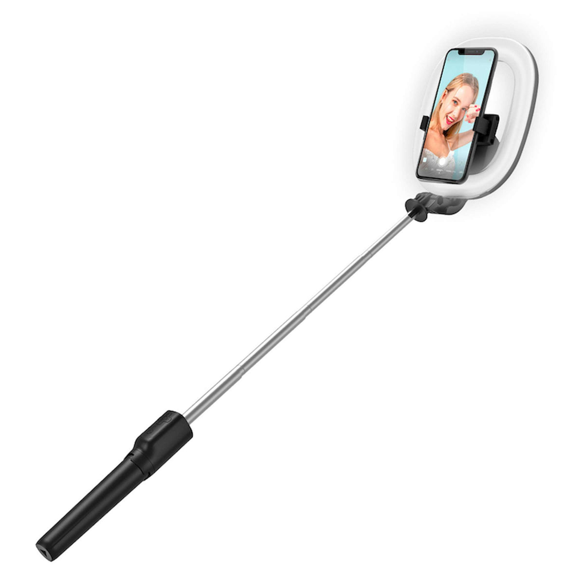 Ringlicht met statief dimbaar led aluminium zwart 90 cm, voor foto, video en livestreams