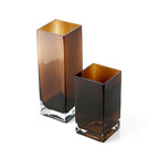 Vaas gerecycled glas Amber Cuboid amber rechthoekig 10 x 10 x 30 cm voor droogbloemen en lange stelen