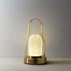Tafellamp oplaadbaar ijzer messing Lampuccino led met handvat en dimmer, Ø 12 x 23 cm