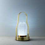 Tafellamp oplaadbaar ijzer messing Lampuccino led met handvat en dimmer, Ø 12 x 23 cm
