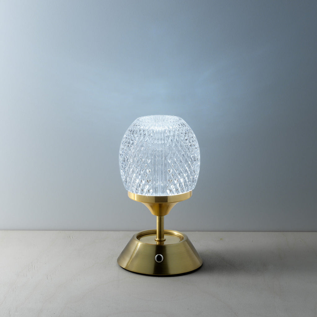 Tafellamp led oplaadbaar ijzer Glow Sinatra messing, 3 lichtstanden, Ø 10 x 18 cm, woonkamer