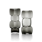 Vaas gerecycled glas Cubes donkergrijs 13 x 13 x 30 cm, voor gedroogde bloemen