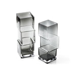 Vaas gerecycled glas Rummikub donkergrijs, gestapelde glazen kubussen 10 x 10 x 27 cm