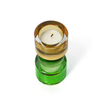 Kandelaar gerecycled glas Zonnejuweel laag, amber, roze en groen – Ø 6 x 12 cm