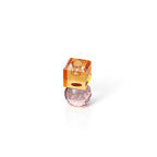 Kandelaar glas gefacetteerde roze voet met amberkleurige kubus, gerecycled glas, 6 x 6 x 10 cm, voor tafel of console