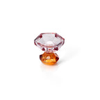 Kandelaar glas gerecycled Sunset Bloom, roze en amber, handgemaakt – 10 x 10 x 9 cm