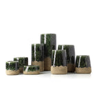 Vaas cilinder steengoed Moss betongroen, hoog model 18 x 18 x 38 cm voor takken en boeketten