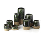Vaas cilinder steengoed Moss betongroen, hoog model 18 x 18 x 38 cm voor takken en boeketten