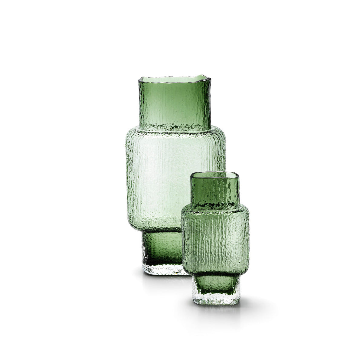 Vaas gerecycled glas mondgeblazen Vintage Vert groen 17 x 9 x 34 cm, voor boeketten en takken
