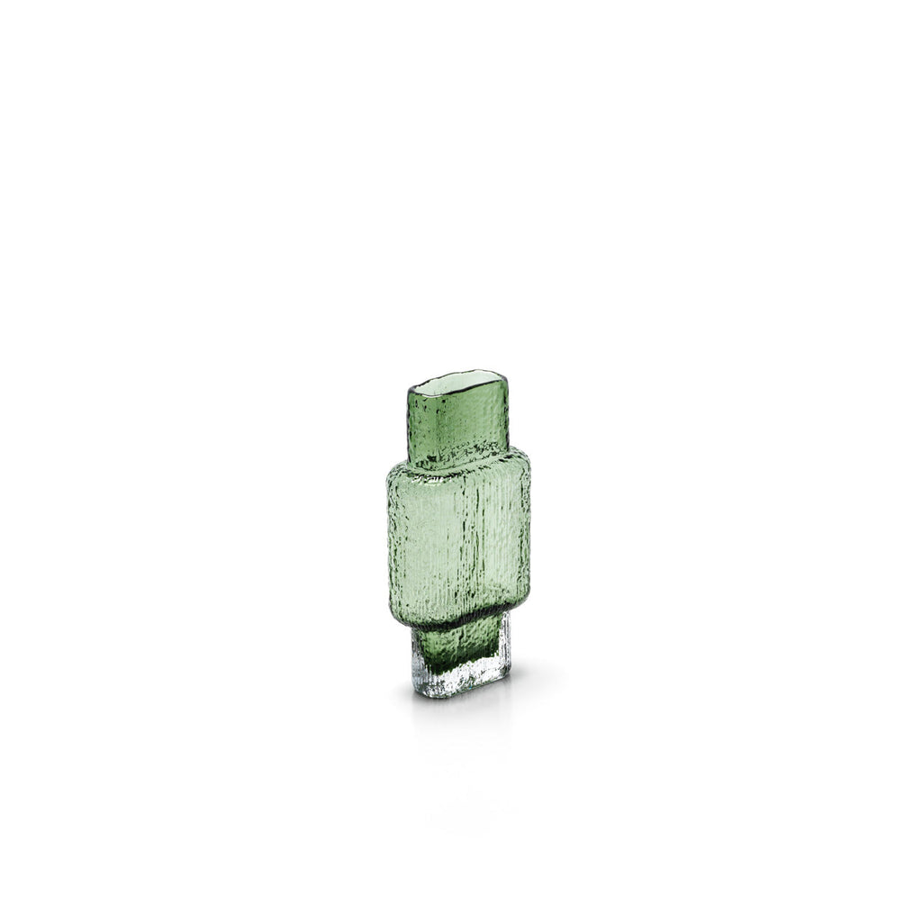 Vaas gerecycled glas Vintage Vert, groen, 10 x 6 x 21 cm, maat M, voor bloemen of takken