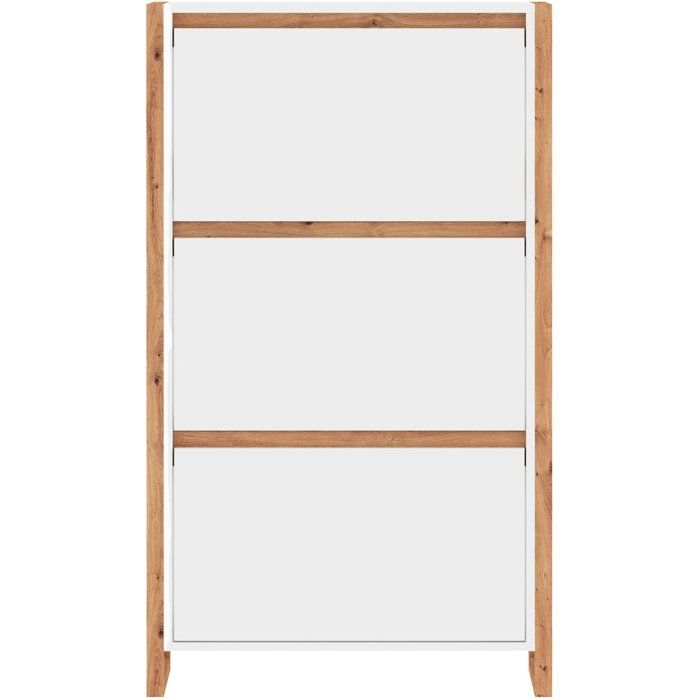 Schoenenkast wit eiken met drie fronten, 70 x 25 x 125 cm