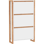 Schoenenkast wit eiken met drie fronten, 70 x 25 x 125 cm