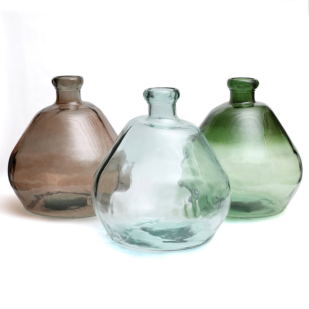 Vaas gerecycled glas Bolai beige Ø 45 x 50 cm, grote glazen vaas