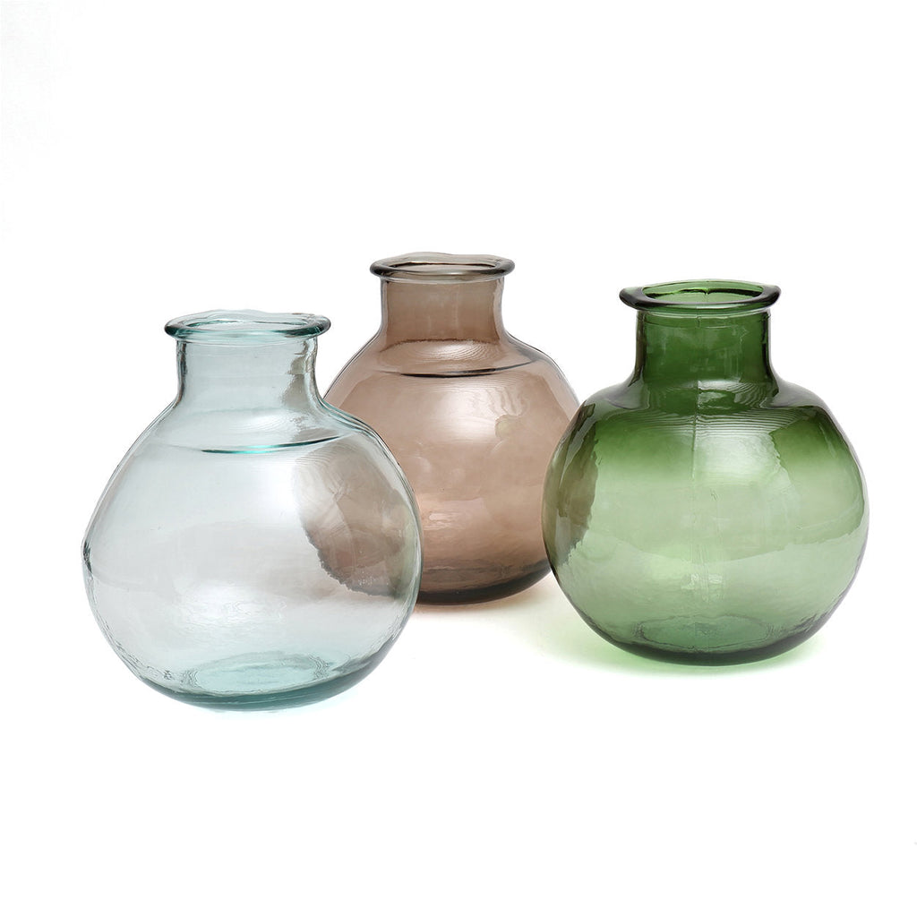 Vaas gerecycled glas Yugang, organische bubbelvorm, blauw – 25 x 25 x 31 cm