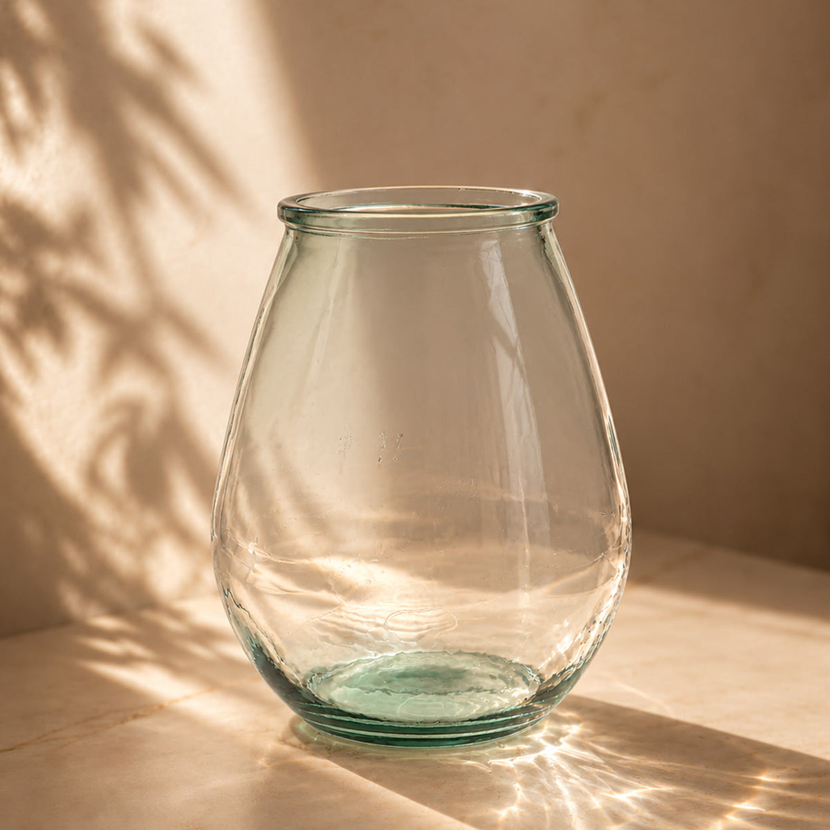Vaas gerecycled glas Qiezi, blauw, 29 x 29 x 35 cm, voor bloemen of als decoratie