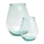 Vaas gerecycled glas Qiezi, blauw, 29 x 29 x 35 cm, voor bloemen of als decoratie