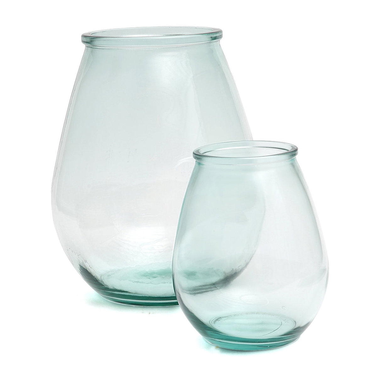 Vaas gerecycled glas Qiezi, blauw, 29 x 29 x 35 cm, voor bloemen of als decoratie