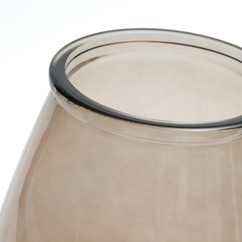 Vaas gerecycled glas Qiezi beige 29 x 29 x 35 cm, voor bloemen of als accent