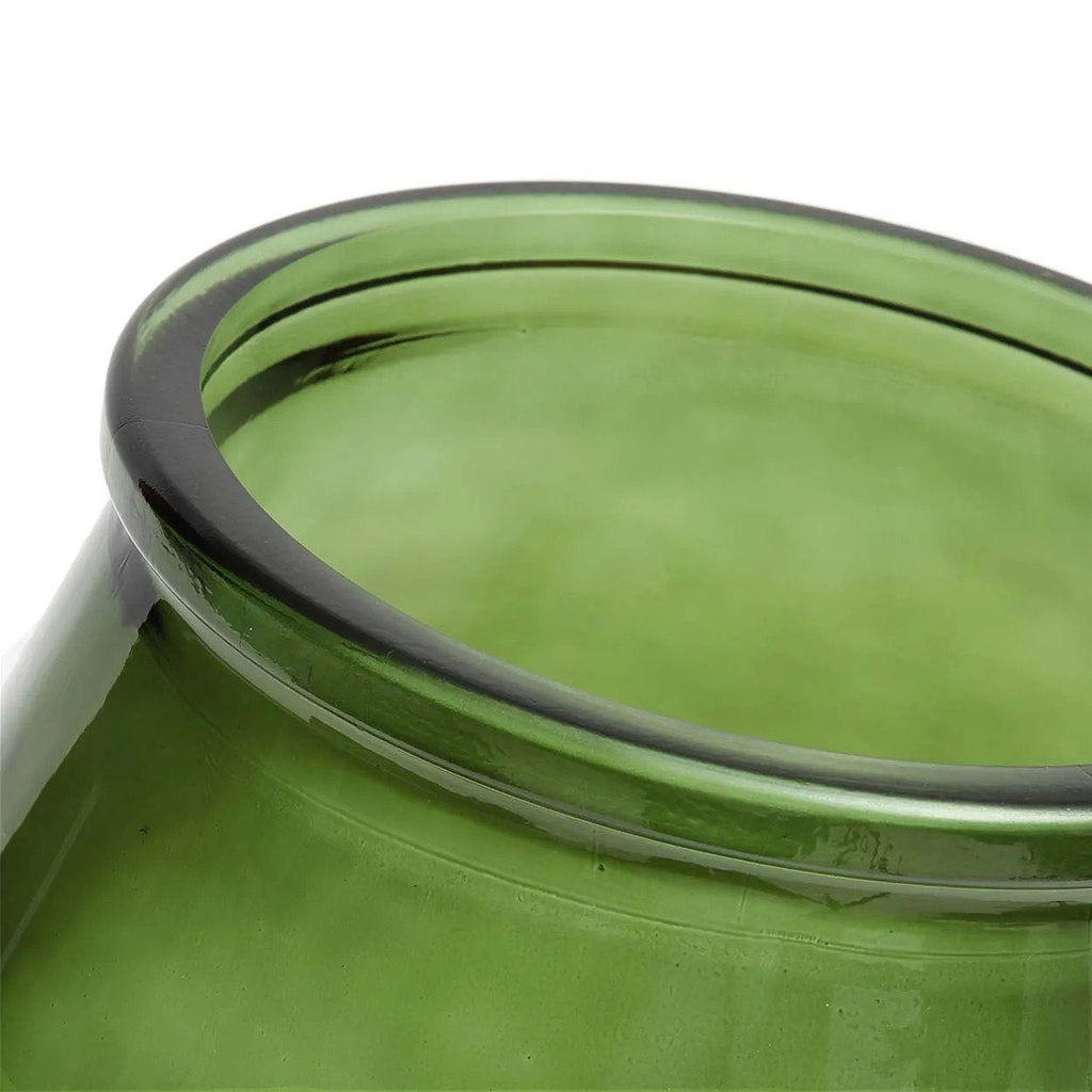 Vaas gerecycled glas Qiezi groen met kleurverloop, Ø 29 cm, hoogte 35 cm – woonkamer