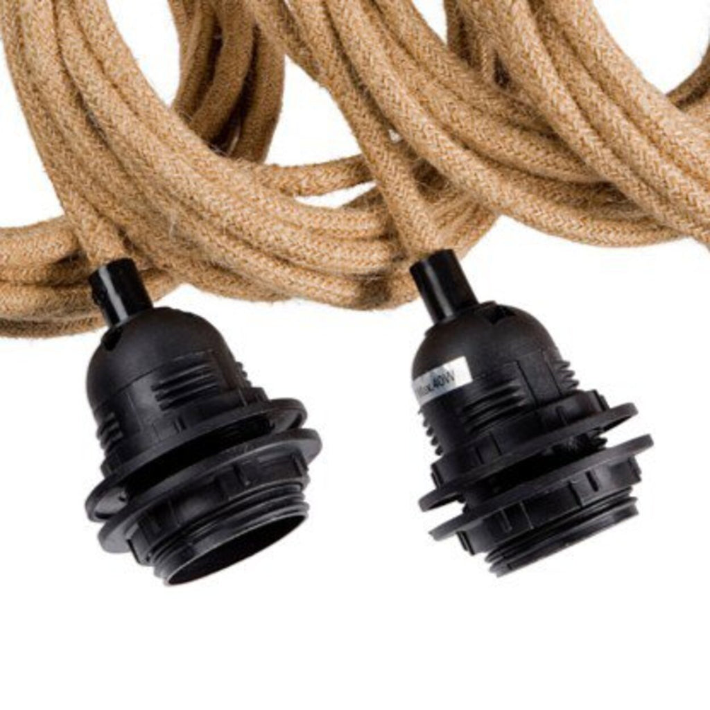 Plafondkap voor hanglampen met 5 fittingen, katoen, naturel zwart – 350 cm, voor woonkamer, eetkamer of hal