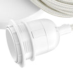 Plafondfitting voor hanglamp katoen wit, 1 fitting met snoer van 250 cm voor woonkamer en slaapkamer