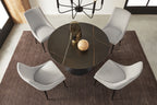 Eettafel rond gesinterd steen Winston, zwart stalen zandloperpoot – Ø 119 x H 76 cm, eetkamer