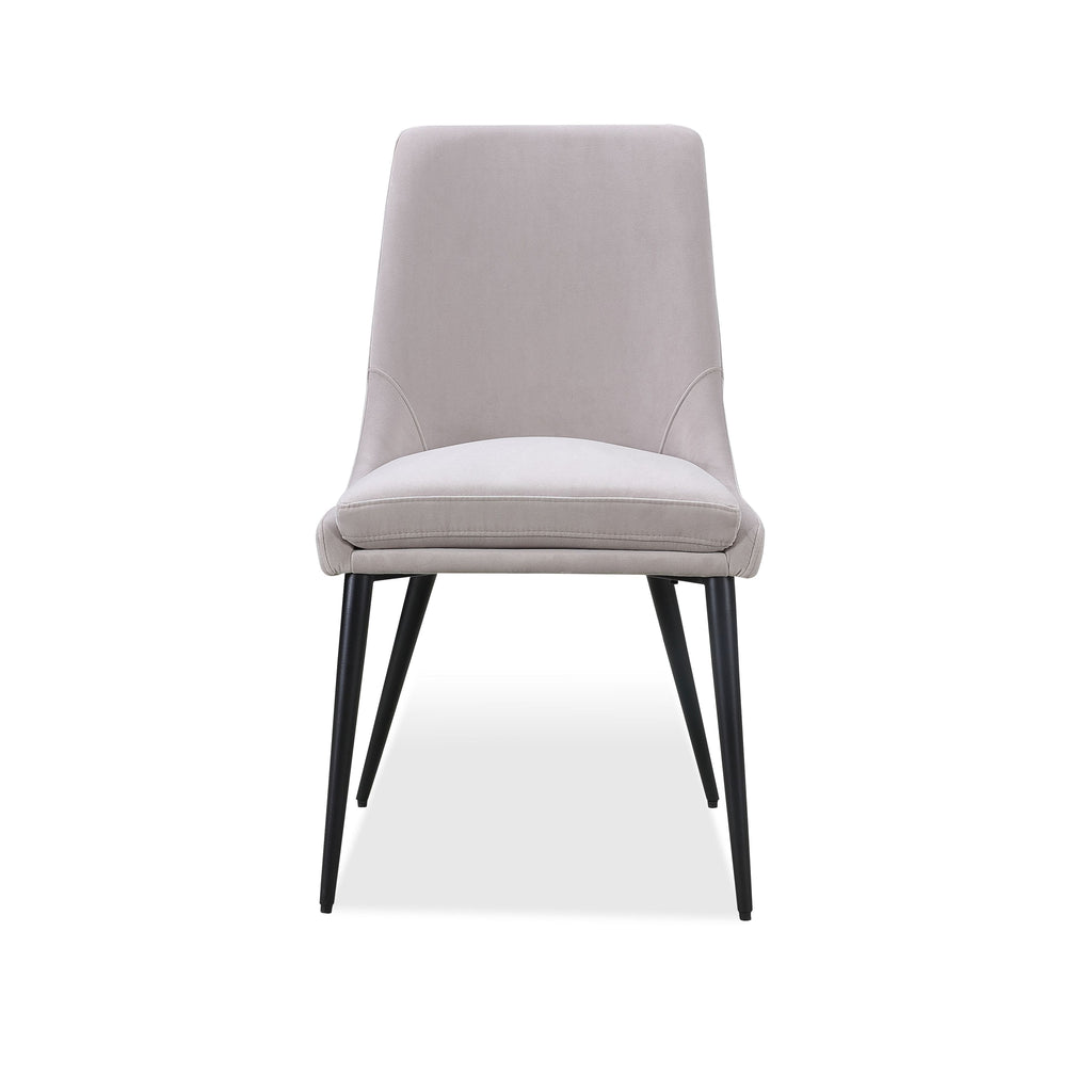 Eetkamerstoel Winston gestoffeerd fluweel met zwarte metalen poten, asgrijs – 50 x 58 x 93 cm