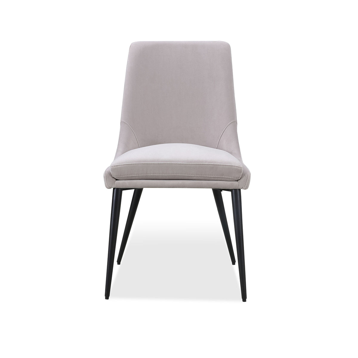 Eetkamerstoel Winston gestoffeerd fluweel met zwarte metalen poten, asgrijs – 50 x 58 x 93 cm