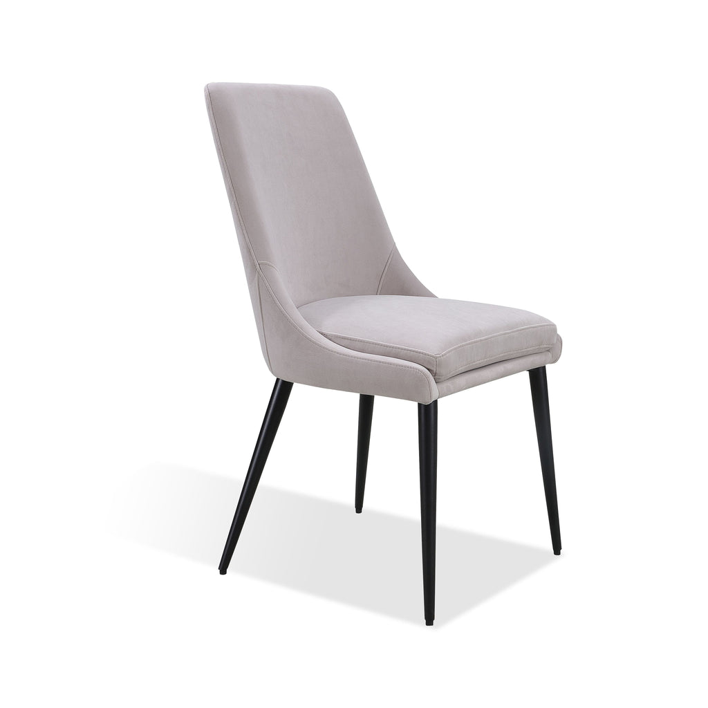 Eetkamerstoel Winston gestoffeerd fluweel met zwarte metalen poten, asgrijs – 50 x 58 x 93 cm