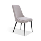 Eetkamerstoel Winston gestoffeerd fluweel met zwarte metalen poten, asgrijs – 50 x 58 x 93 cm