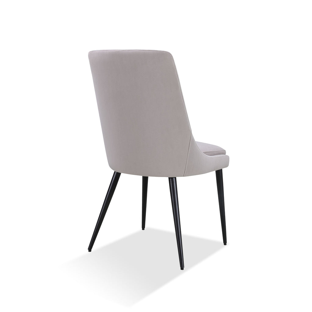 Eetkamerstoel Winston gestoffeerd fluweel met zwarte metalen poten, asgrijs – 50 x 58 x 93 cm