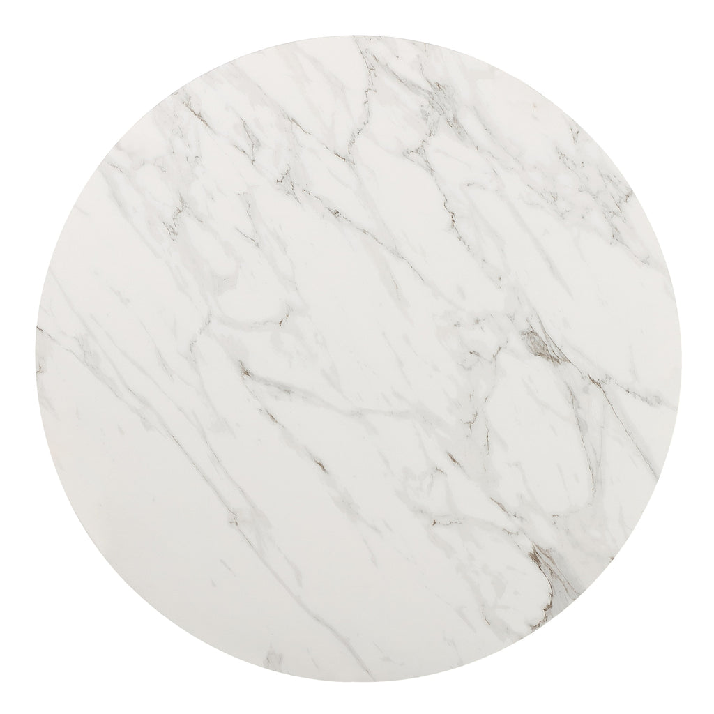 Eettafel rond gesinterde steen en staal, model Winston, havermelk en champagne, Ø 119 cm, voor 4 personen