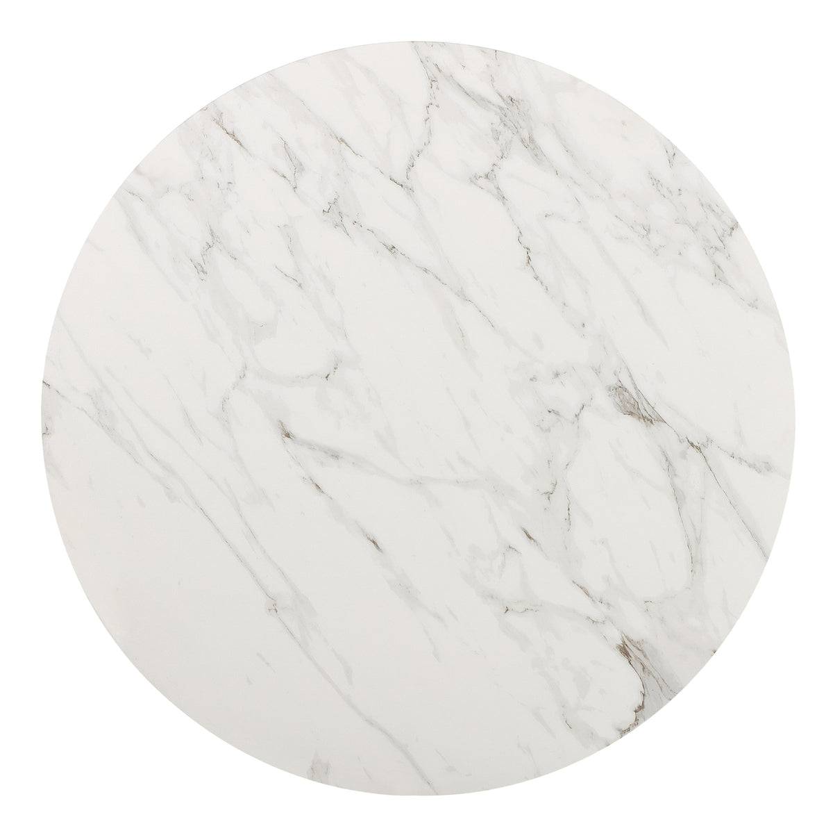 Eettafel rond gesinterde steen en staal, model Winston, havermelk en champagne, Ø 119 cm, voor 4 personen