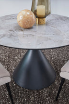 Eettafel rond sintered stone met zwart stalen onderstel Winston, grijs Grigio – Ø 119 x 76 cm, voor 4 personen