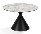 Eettafel rond sintered stone met zwart stalen onderstel Winston, grijs Grigio – Ø 119 x 76 cm, voor 4 personen