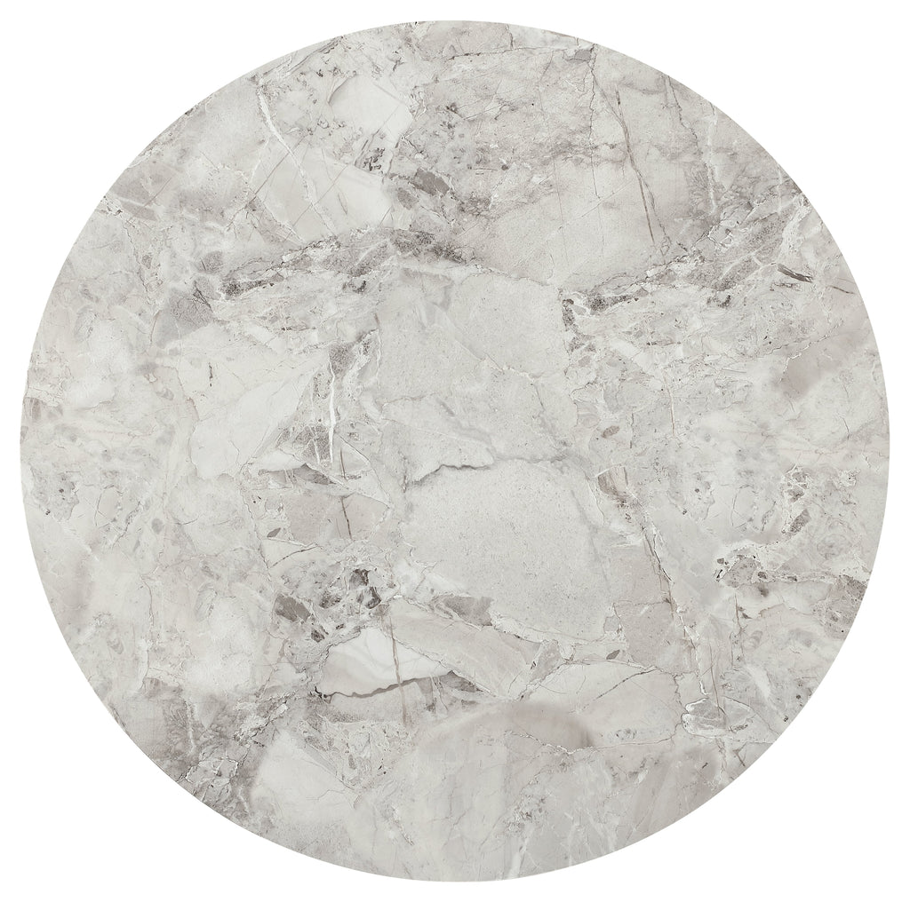 Eettafel rond sintered stone met zwart stalen onderstel Winston, grijs Grigio – Ø 119 x 76 cm, voor 4 personen