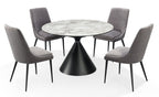 Eettafel rond sintered stone met zwart stalen onderstel Winston, grijs Grigio – Ø 119 x 76 cm, voor 4 personen