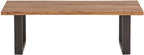 Salontafel massief acaciahout naturel met zwart metalen U-poten, Freeshape, 140 x 70 x 42 cm, woonkamer