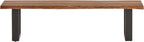 Bank massief acaciahout gelakt, naturel met zwart metalen U-onderstel – 140 x 40 x 45 cm